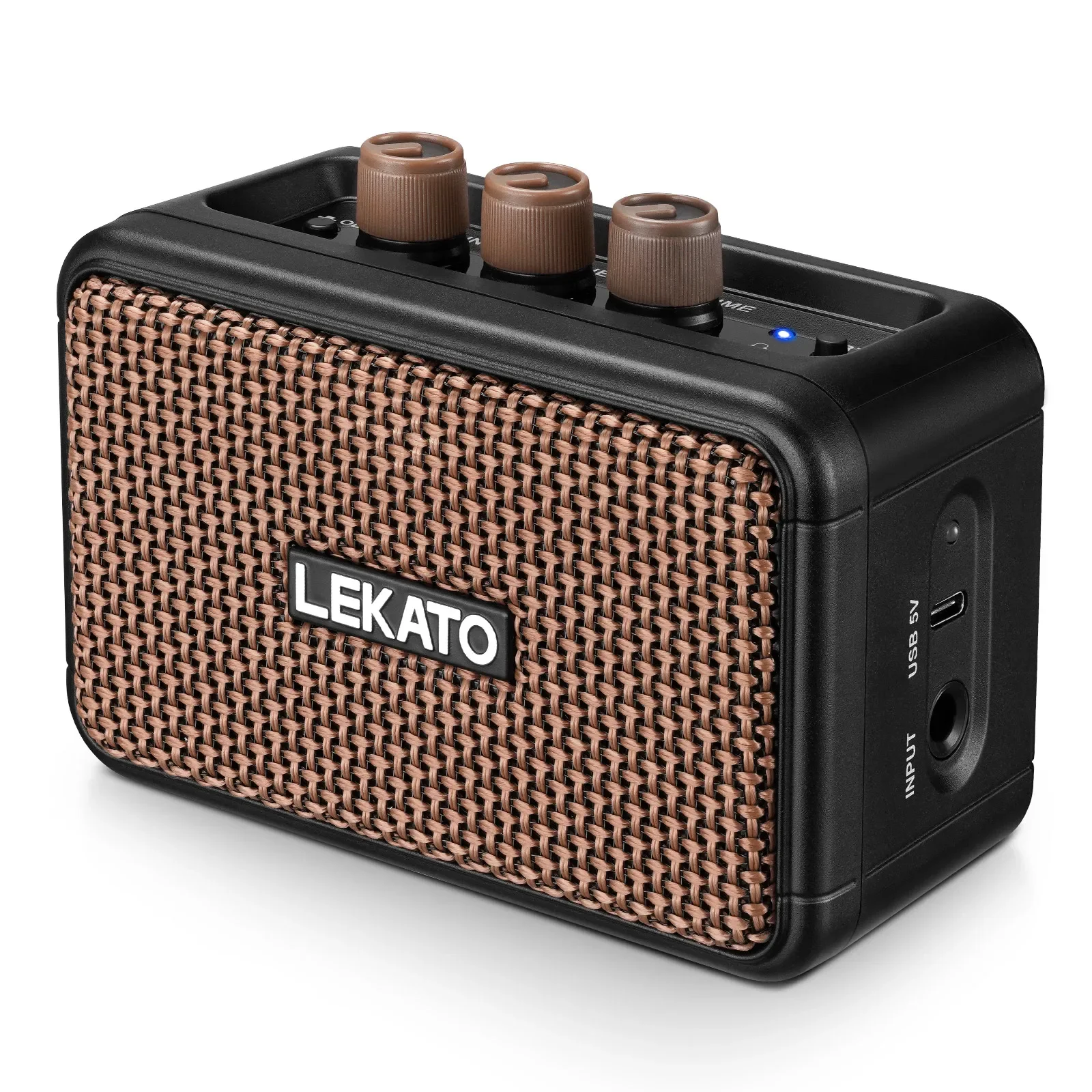 Lekato Mini Guitar Amp Electric Guitar Amplifier 5W Portable Practice Amp Dual Speakers Clean Overdrive Effect