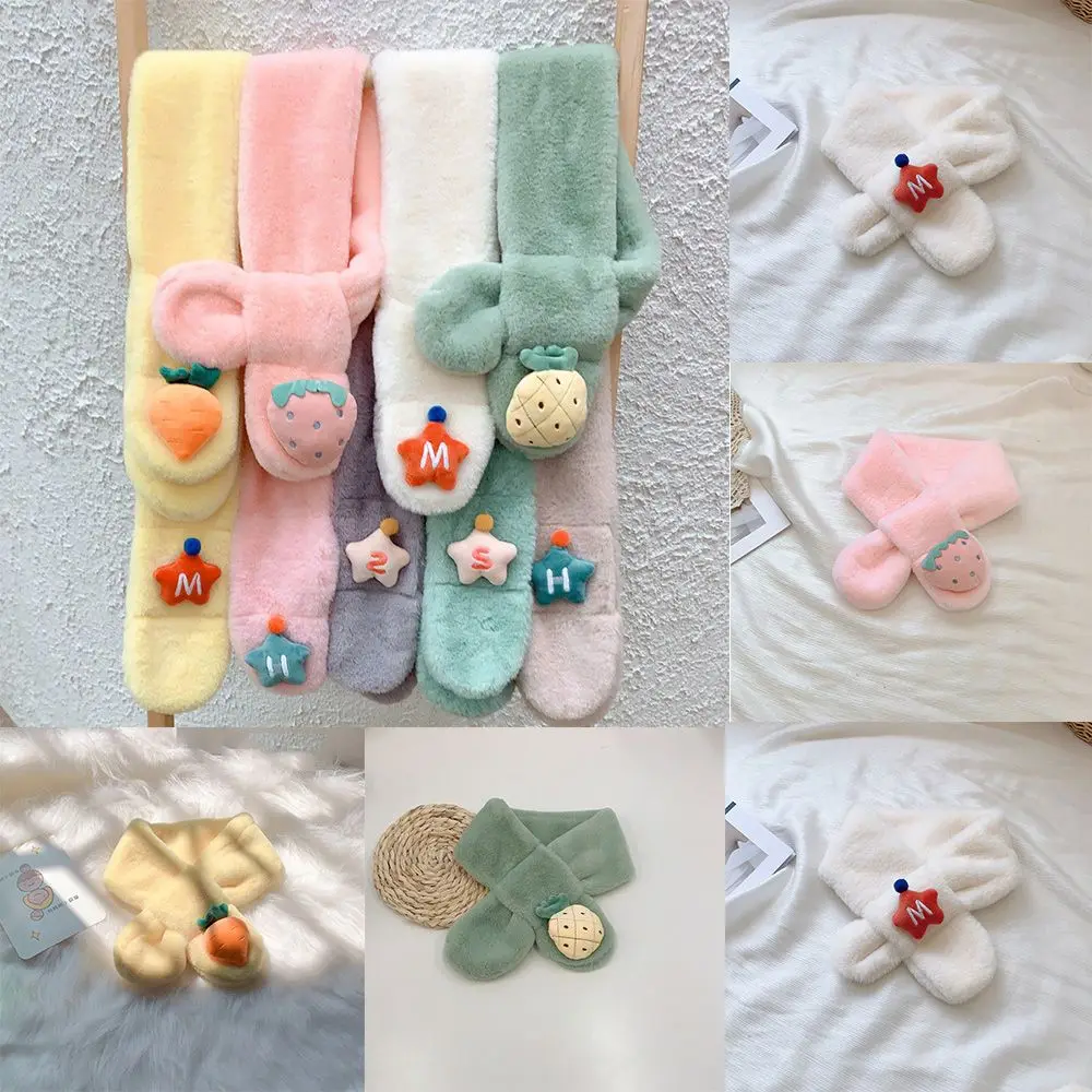 Baby Girls Cute Gift Autumn And Winter Fruit Rabbit Children Soft Scarves Winter Scarf Plush Keep Warm
