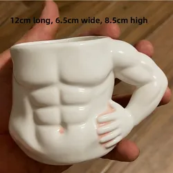 Innovative Ceramic Coffee Mug with Unique Hand Handle Design - Fun Decorative Drinkware Gift - About 320ml (Abdominal muscle cup)