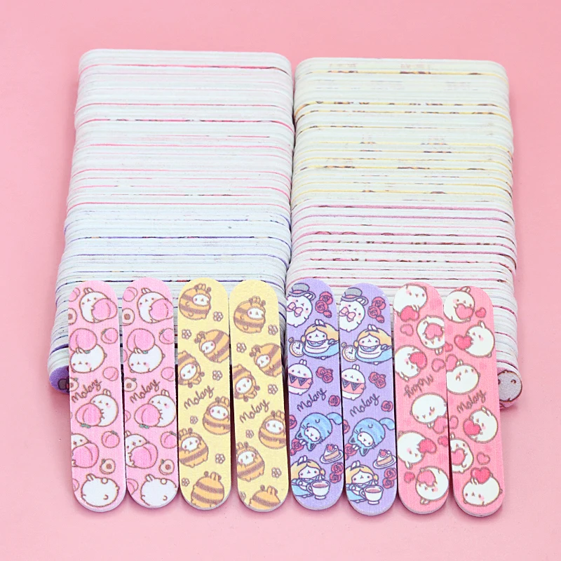 200 Pezzi Di Lime Per Unghie In Spugna Colorata Buffer Mini Straight Double-Side Cartoon Nail Stylist Fornisce Accessori Per Manicure Professionali