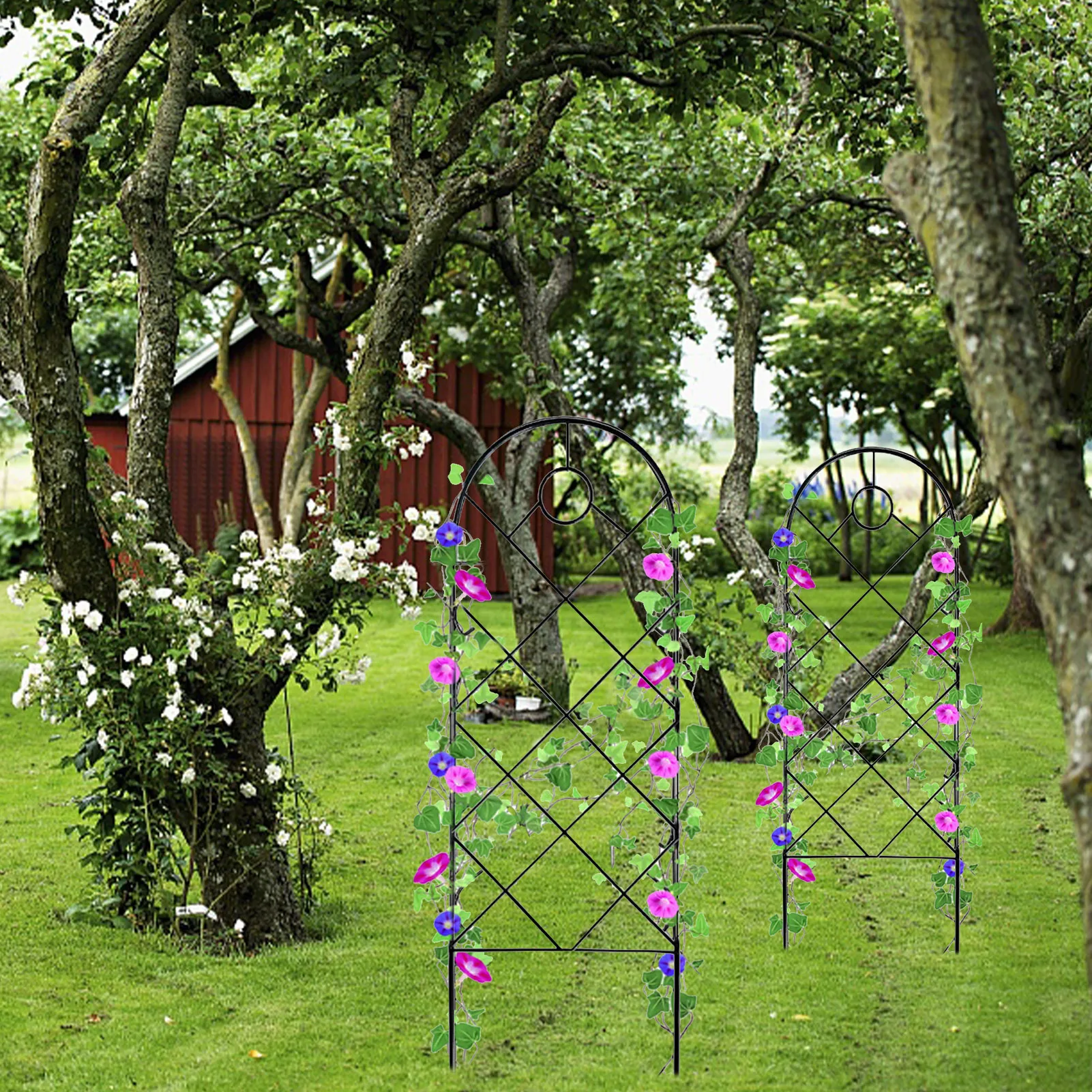 Set of 2 x Nature Metal Garden Trellis Wall Climbing Plant Support