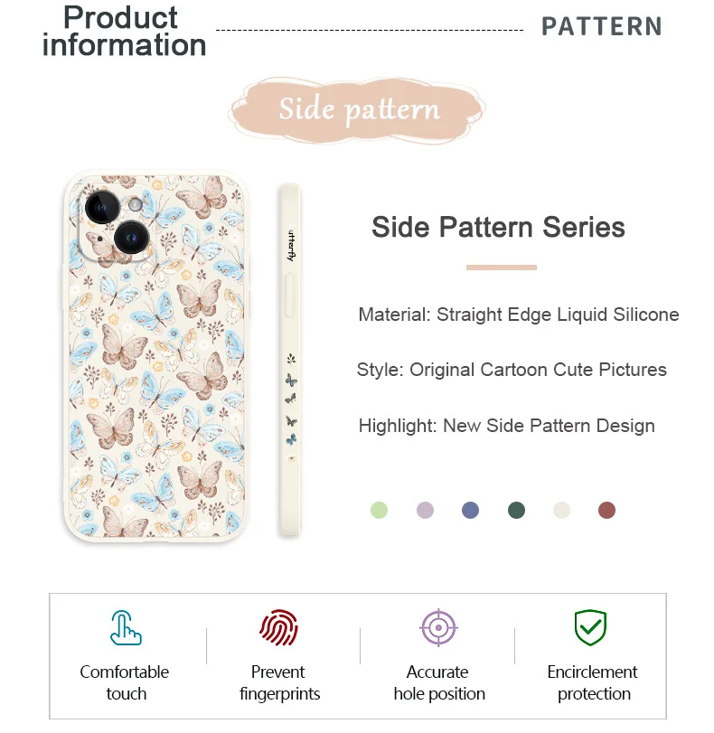 Butterflies Fly Phone Case For iPhone 14 13 12 11 Pro Max Mini X XR XS SE2020 8 7 Plus 6 6S Plus Cover- S717e5ef7e06145a198eb5dd08ea136dek