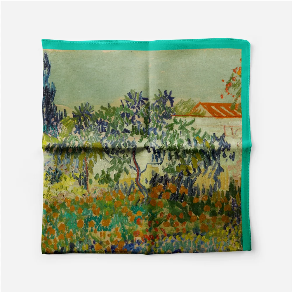 Picasso Ölgemälde Mode Frauen Schal Wraps Twill 100 % Seidenschal 53 cm quadratische Schals Kopftuch Hijab Halstuch Bandana – Detail 40
