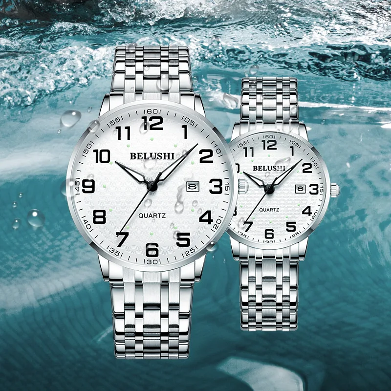 UTHAI Elderly Watches Waterproof Big Number Big Dial Light luxury Gold Steel Couple Watch Men Fashion Quartz Wristwatches Clock 5