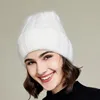VISROVER 10 Color Rabbit Cashmere unisex Woman Winter Hat With Lurex Autumn Beanies Cashmere Woman Warm Rabbit Fur Skullies Gift 4
