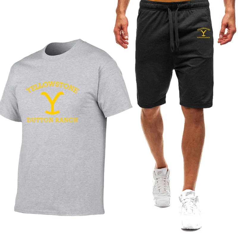 2024 New Men's American TV Huangshi Darden Ranch Summer Nine-color Short-sleeved T-shirt Shorts Simple, trendy, comfortable and