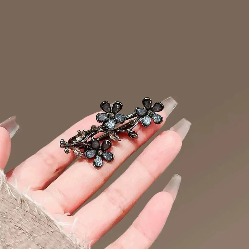 High-end-Strass Branche Blume Haarnadel Exquisite frauen Pony Seite Clip Entenschnabel Clip Elegante Koreanische Stil Haar Zubehör – Detail 3