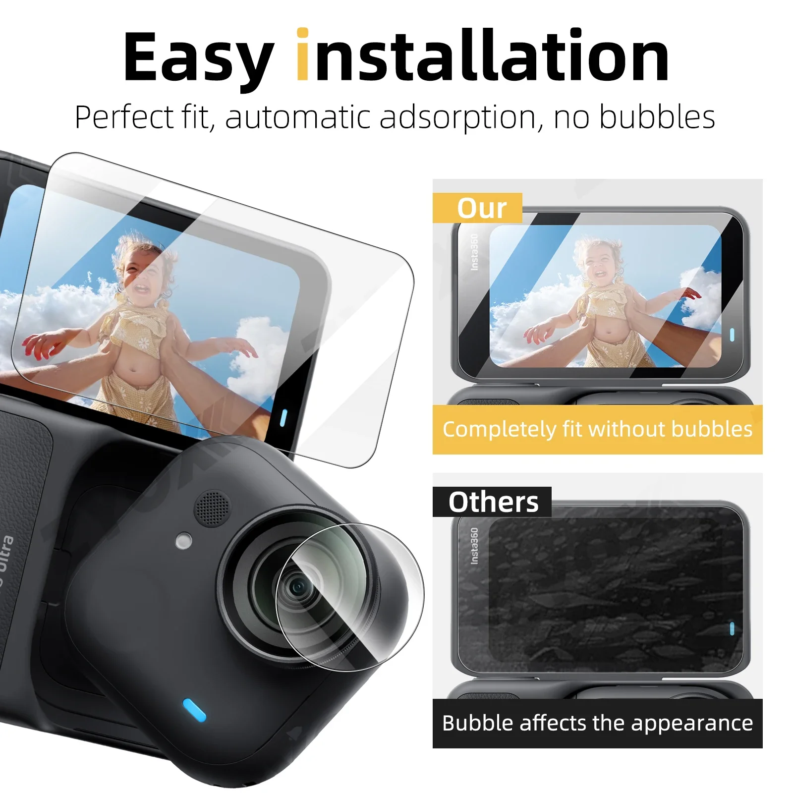 Ultra-HD Tempered 9H Hardness Glass Screen & Lens Protector - Clear, Anti-Scratch Film Accessory