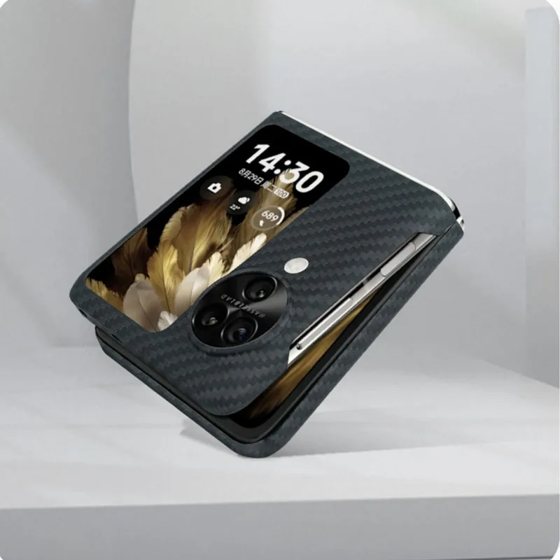 Case for OPPO Find N3 Flip Ultrathin Real Carbon Fiber Aramid Anti-explosion Fold Mobile Phone Protective Cover Protection Shell