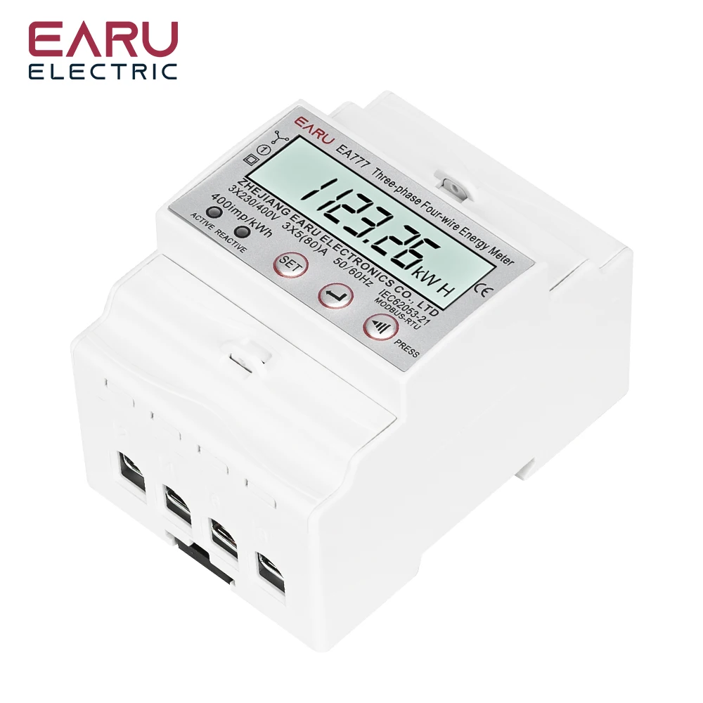 4p 3 Phase 4 Drähte Zweiwege-bilateraler Energie zähler Strom verbrauchs messer Din Rail AC 3*230/400V LCD-Multifunktion display – Detail 7