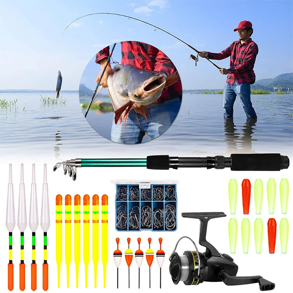 127PCS Fishing Tackle Set Fishing Rod & Reel Combo Telescopic Fishing Rod Pole With Reel Hook Soft Tube Float Accessories