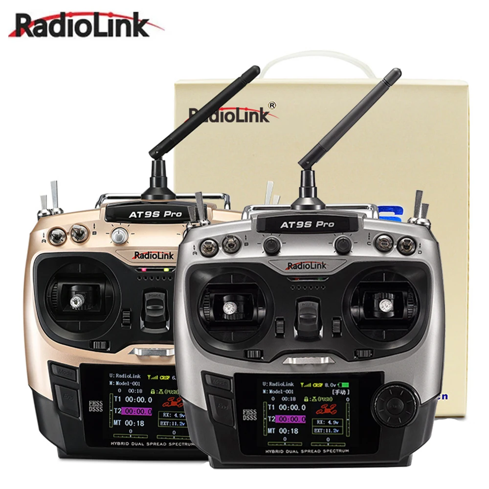 

Радиопередатчик Radiolink AT9S Pro 2,4G ISM 12CH 7,4 ~ 18,0 V DSSS FHSS с приемником R9DS для режима планера с фиксированным крылом мультикоптера