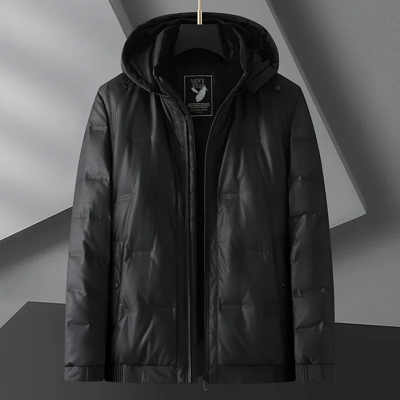 Winter Fashion Trend Down Jacket Men's Student Warm Thick White Duck Down Hooded Jacket