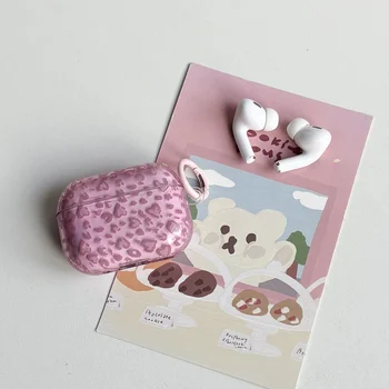 Pink Heart Leopard Print AirPods Case