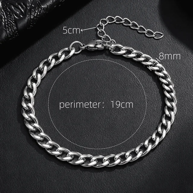 Bracelet pour homme en acier inoxydable 316L, largeur 6/8 mm, style gothique Y2K cubain, accessoires rétro steampunk américains, prix de gros