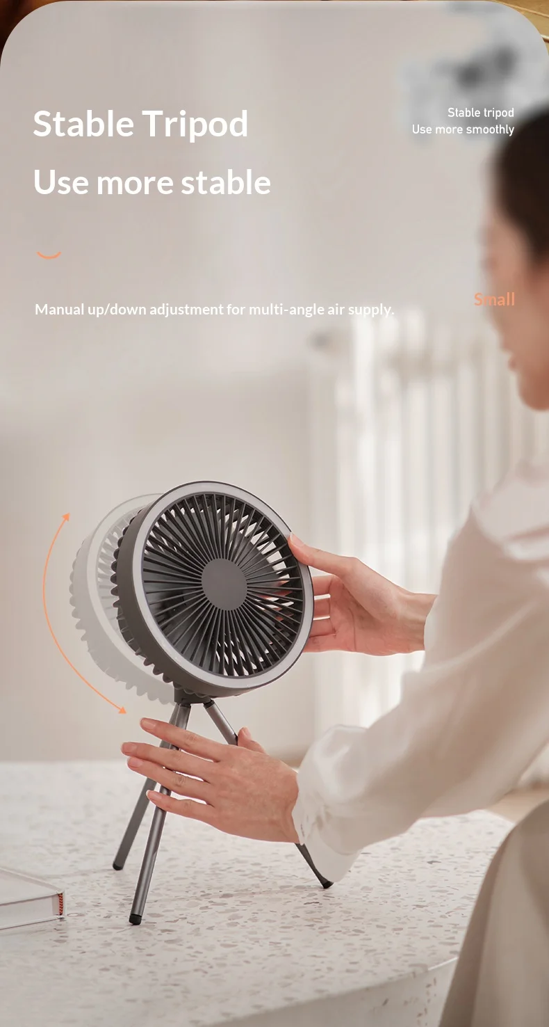 HOMEFISH Portable Rechargeable Camping Fan 4000mAh 10000mAh Wireless Ceiling Desktop Fan with Power Bank LED Light