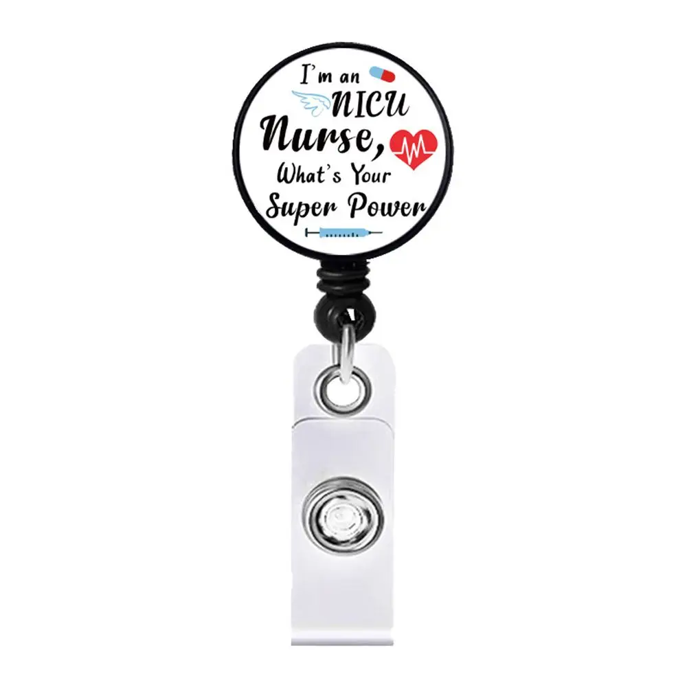 Baby Girl Badge Reel ID Holder Retractable Clip OB NICU PICU