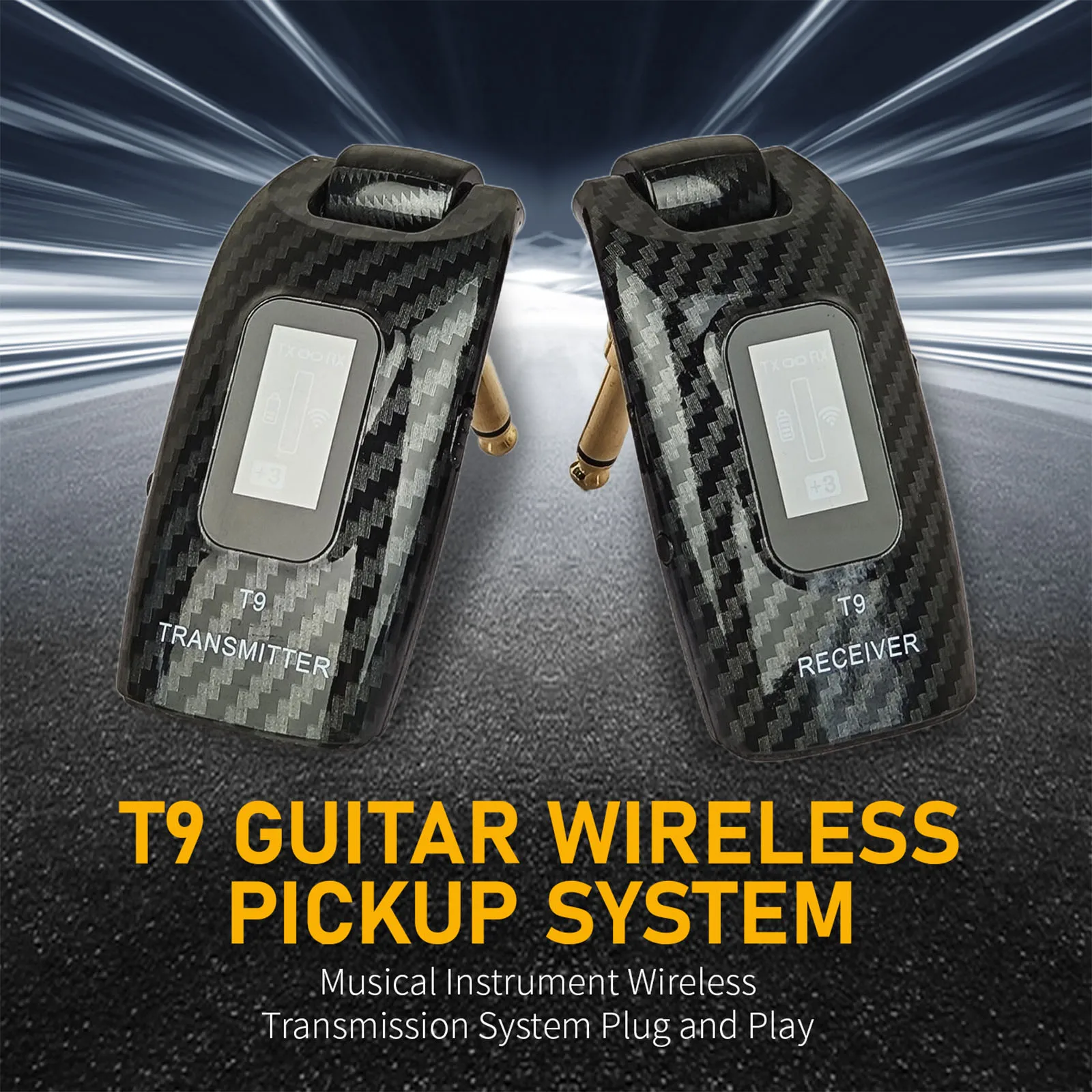 

5.8GHz T9 Wireless Guitar System Wireless Guitar Transmitter Receiver Set for Electric Bass Guitar Amplifier Cable Stage Audio