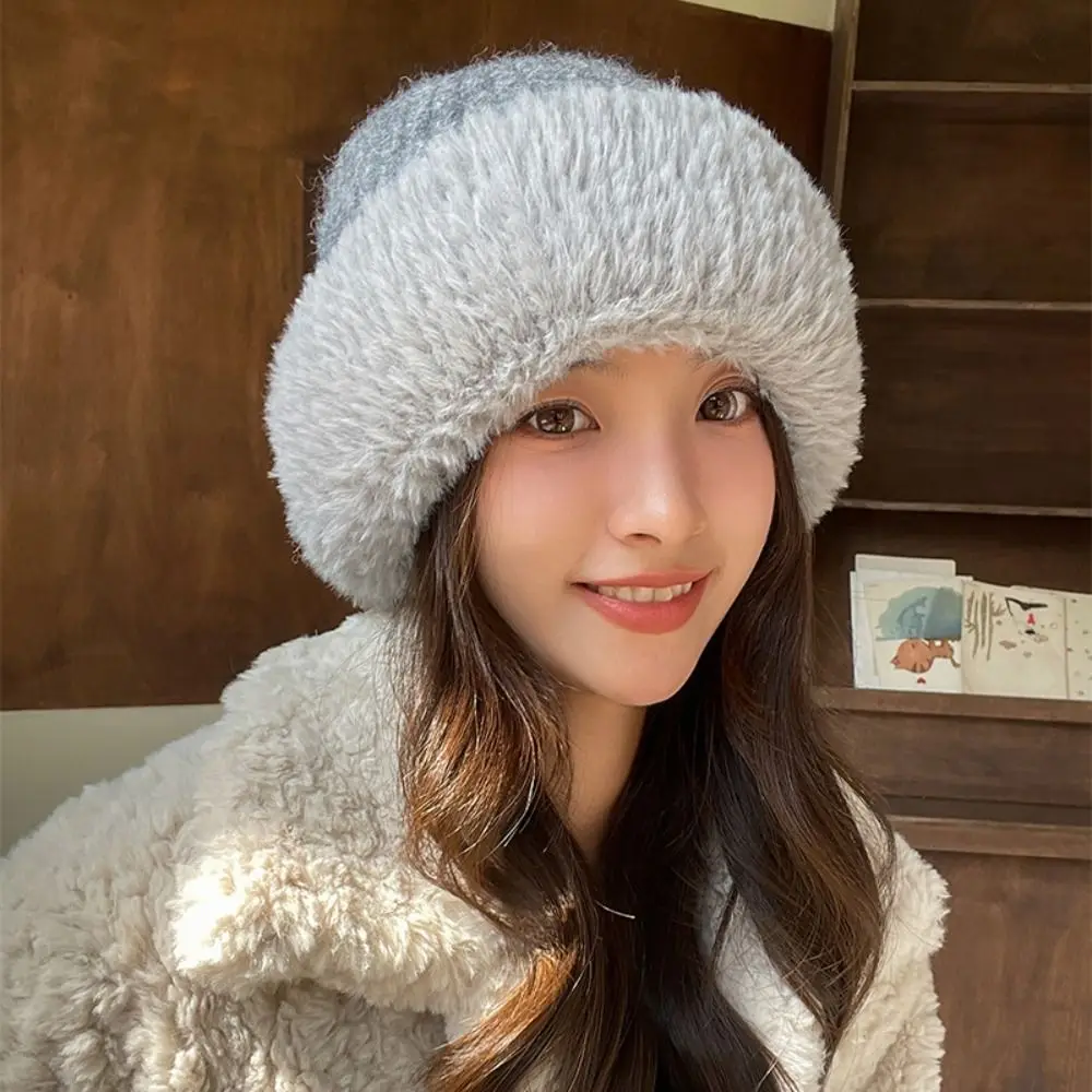 

Casual Plush Knit Wool Cap New Winter Plush Hat Outdoor Sunscreen Lamb's Wool Knit Cap Women