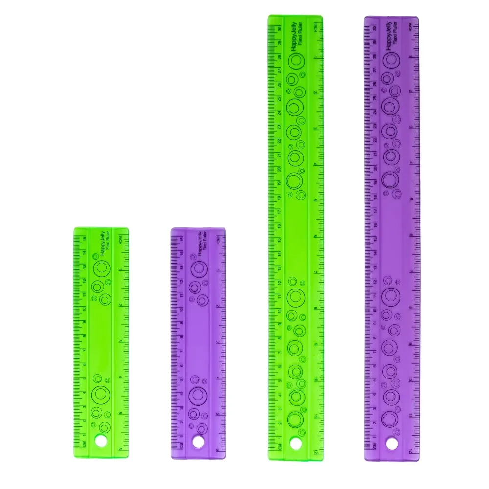2Pcs Multi Color Soft Ruler for Students Creative stationery School Supply 15cm/30cm Duals Scale Colorful plastic ruler flexible