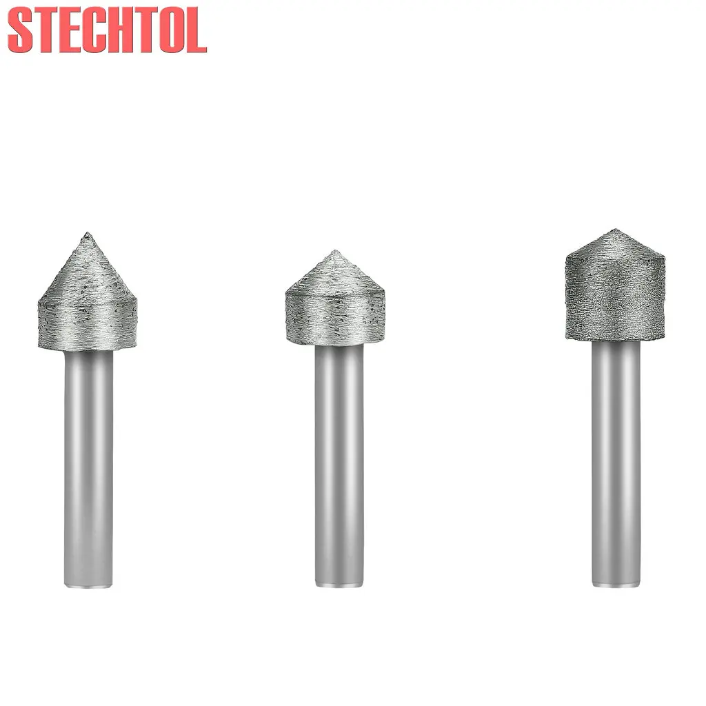 

5PC Diamond Sintered Mushroom Head V Shape 3D Stone Tools CNC Engraving Carving Cutter Bit on Lettering Polishing Marble Granite