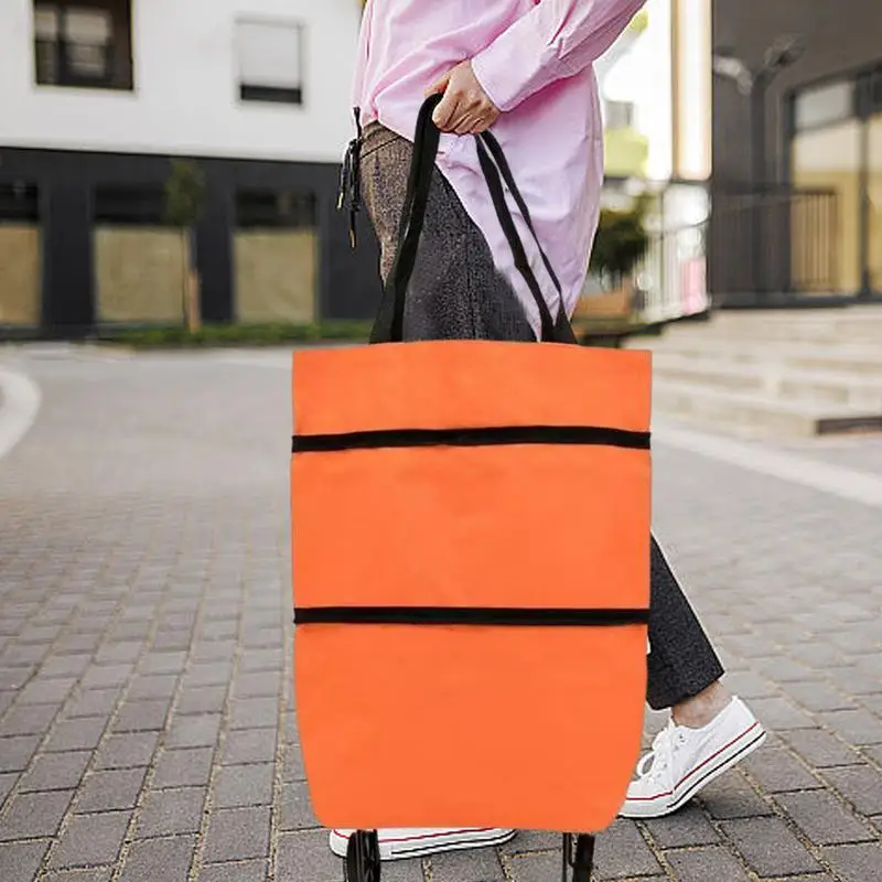 Shopping Bag With Wheels Trolley Tote Bag Stair Climbing Cart 2 In 1 Large Capacity Portable Shopping Reusable With