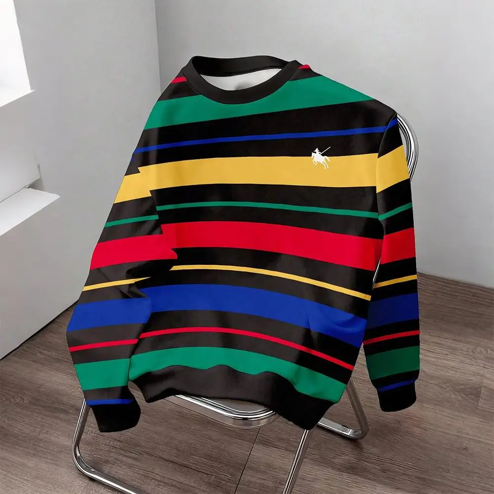 Herbst und Winter neues gestreiftes lässiges leichtes Sweatshirt Unisex farbblockierter modischer Pullover Y2K vielseitiges Rundhals-Top