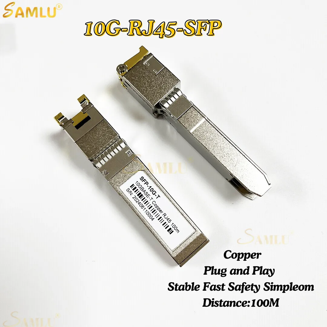 Волоконно-медные модули SFP + 10GBASE-T 100 м, оптический поворот на порт Ethernet RJ45, соединитель, медный, совместимый с TP-Link и т. д.
