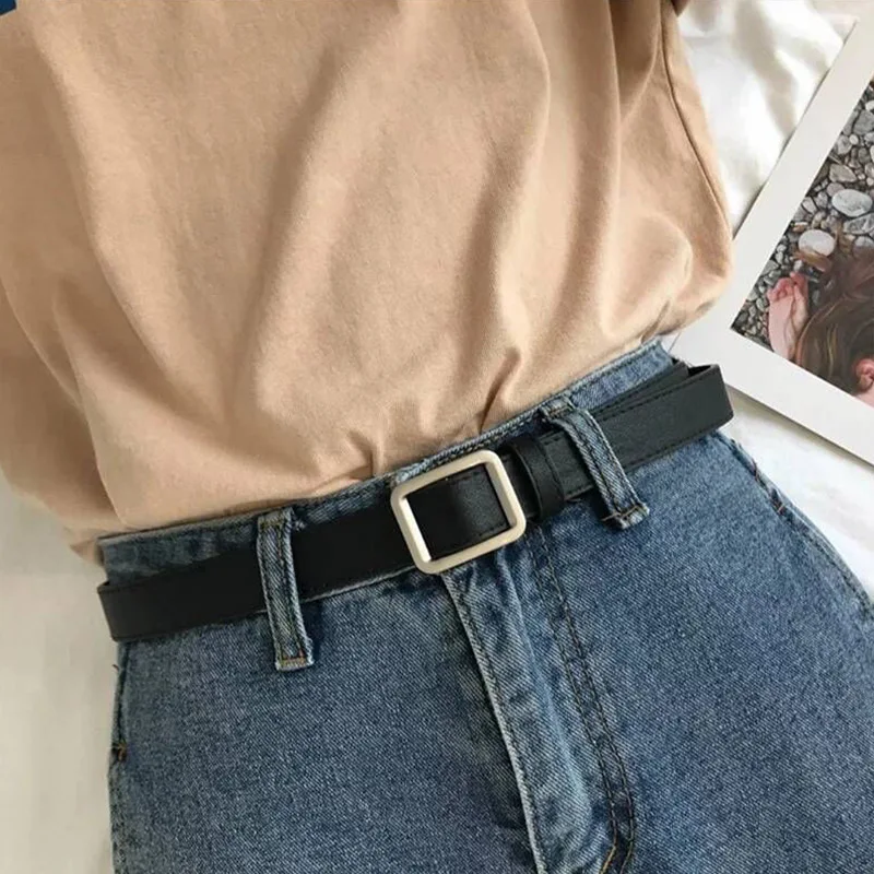 New Women's Non Perforated Lightweight Belt 105cm Thin And Narrow Travel Shopping Minimalist Design Casual Jeans Belt Decoration