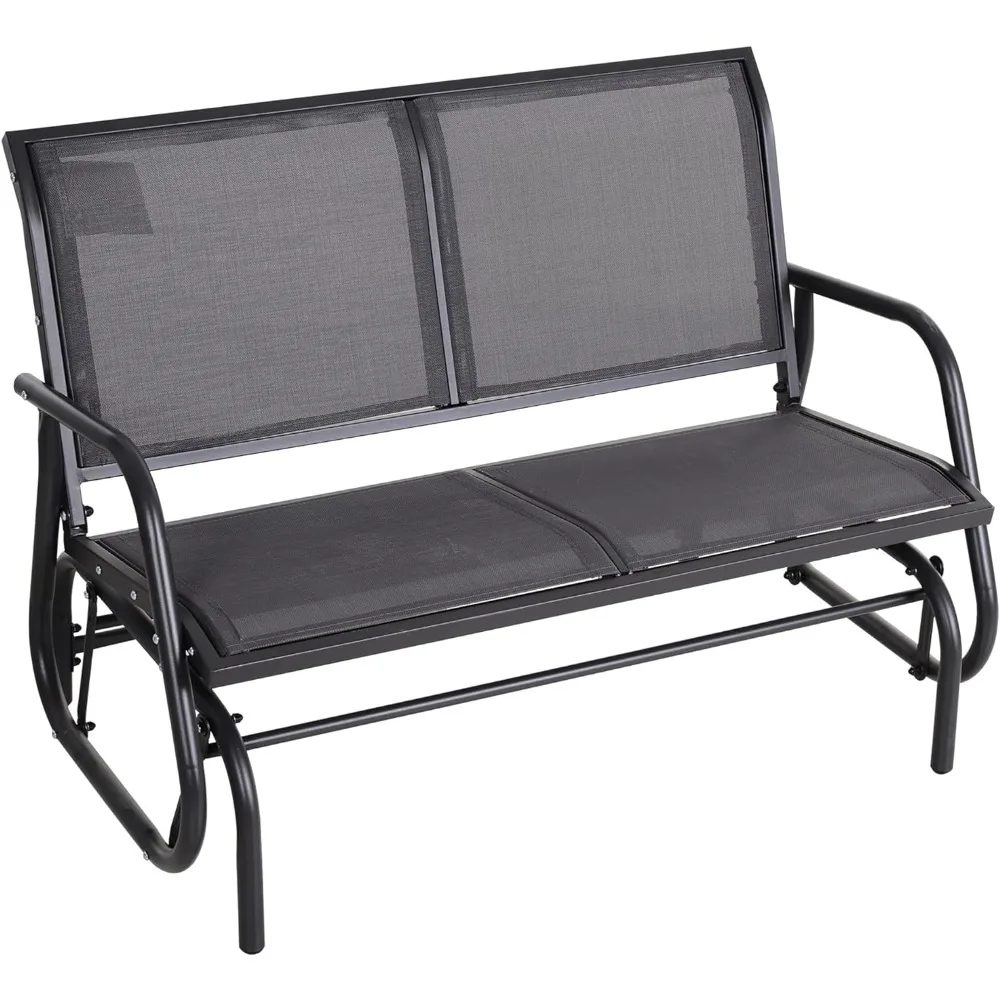 

Garden Bench, 2-Person Patio Double Swing Rocking Chair Loveseat W/Powder Coated Steel Frame, Porch Outdoor Bench