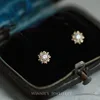 Original 925 Sterling Silver 14K Gold Sun Zircon Stud Earrings Wedding Luxury Jewelry For Woman