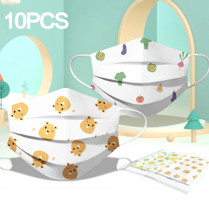 10PCS Kawaii Dust Baby Face Mask Cartoon 4 Layer Non-woven Fabric Masks For Kids Reusable Children Mouth Mask Mascarilla Masque