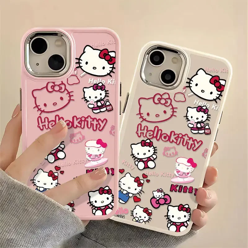 

Kawaii Hello Kitty Sanrio Phone Case Anime High Facial Value IPhone 15 14 13 12 11 Pro Max Fashion Niche Christmas Present