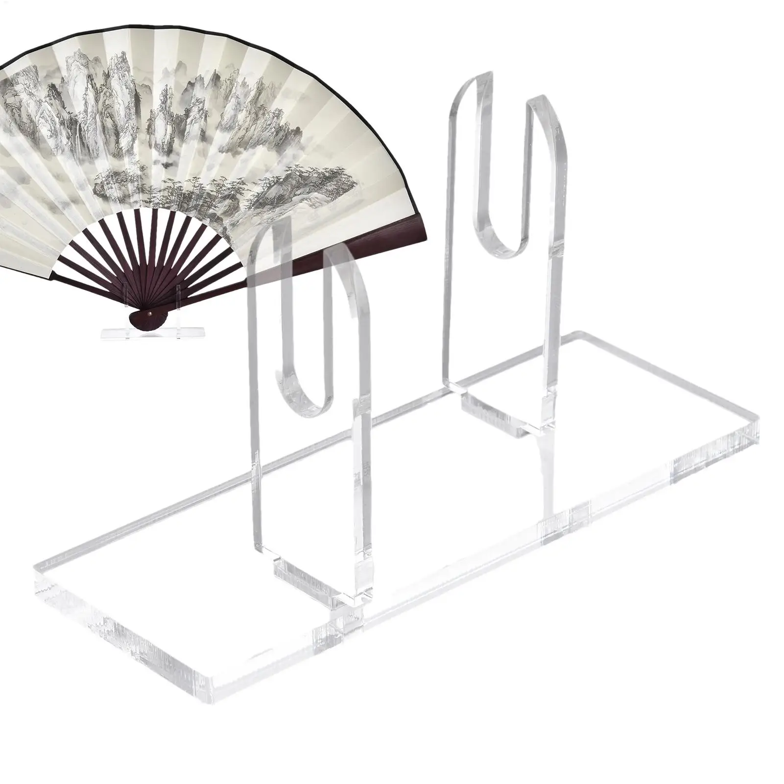 Fan Display Stand Acrylic Hand Fan Holder Clear Folding Cooling Tool Organizer Stage Performance Props Rack  for Store Home