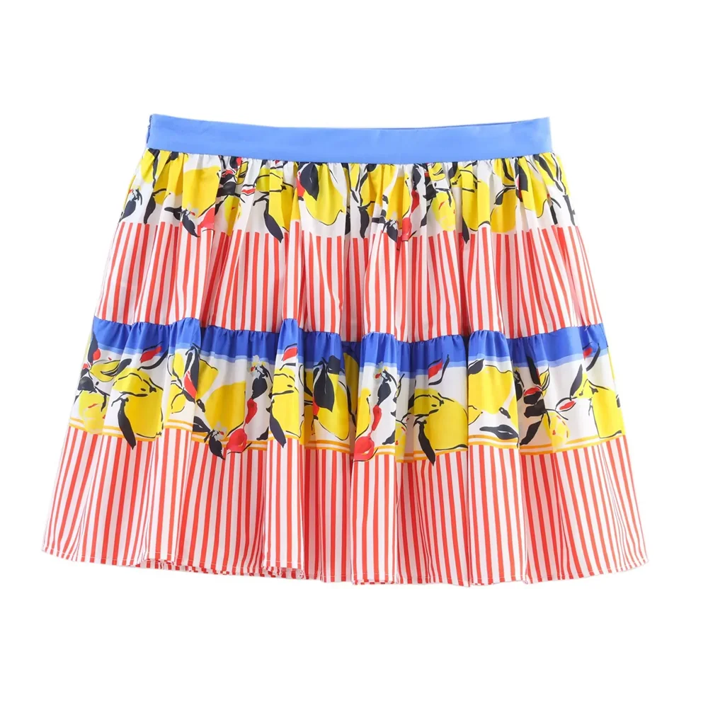 BSK&TRAF2025daily niche lemon print striped contrast color