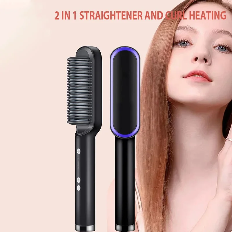 Hair Straightener Electric Hot Comb Quick Heated Negative Ion 2pcs