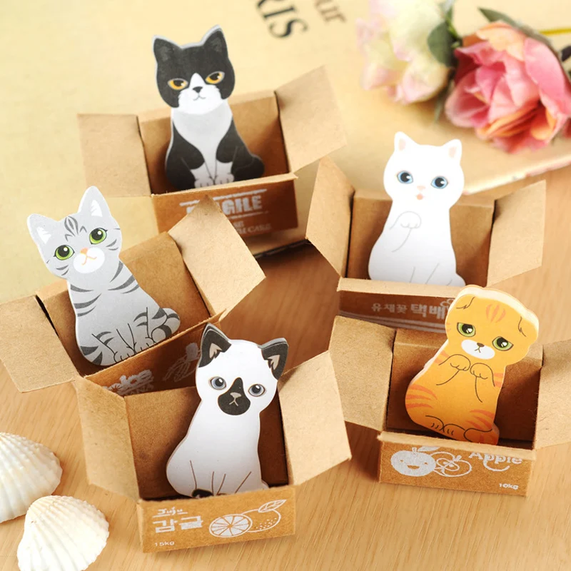4 PCs Cute Animal Memo Pad Kawaii Office Supplies DIY Diary Stickers Stationary Set Paper Crafts Great Gift