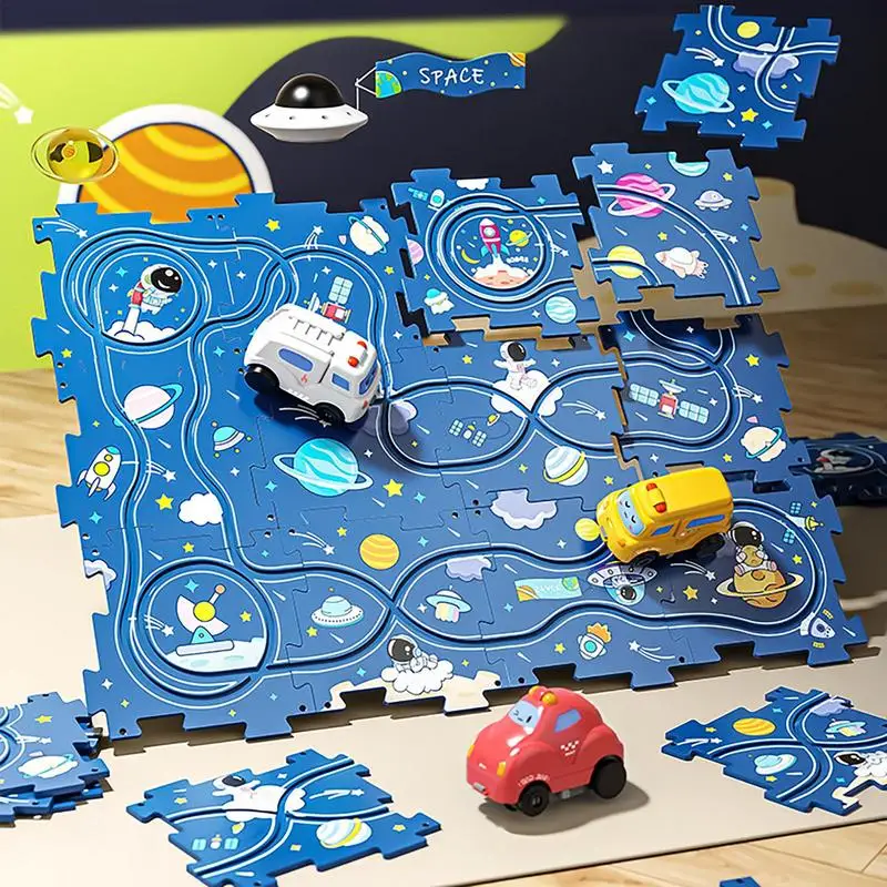 Educational Puzzle Track Burr Free Puzzle Board Track Electric Race Car Toy Kids Monetsori Construction Learning Toys