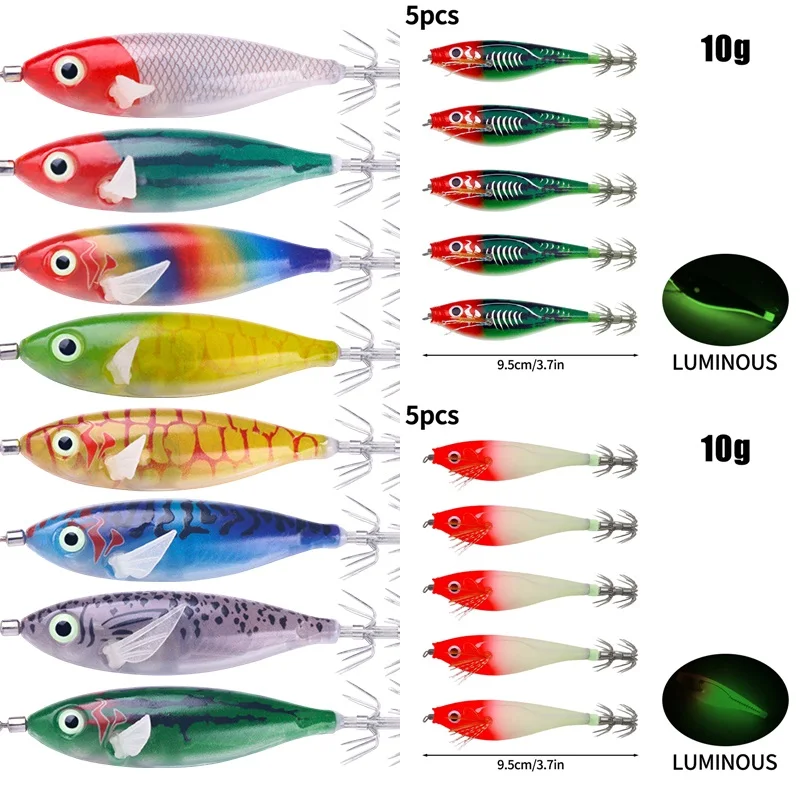 1PC Webfoot Octopus Egi Pattern Squid Bait Luminous Horizontal Cuttlefish Egi Fishing Lure Short Arm Wood Shrimp Bait 쭈꾸미 에기