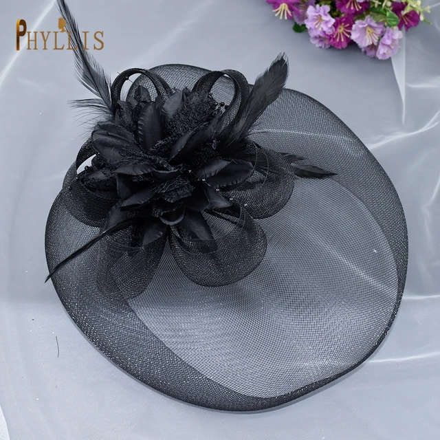 JM02 White Black Bridal Fascinator Birdcage Veil Wedding Hat Short Bride Face Veil Charming Evening Blusher Veil Bridal Headwear Black