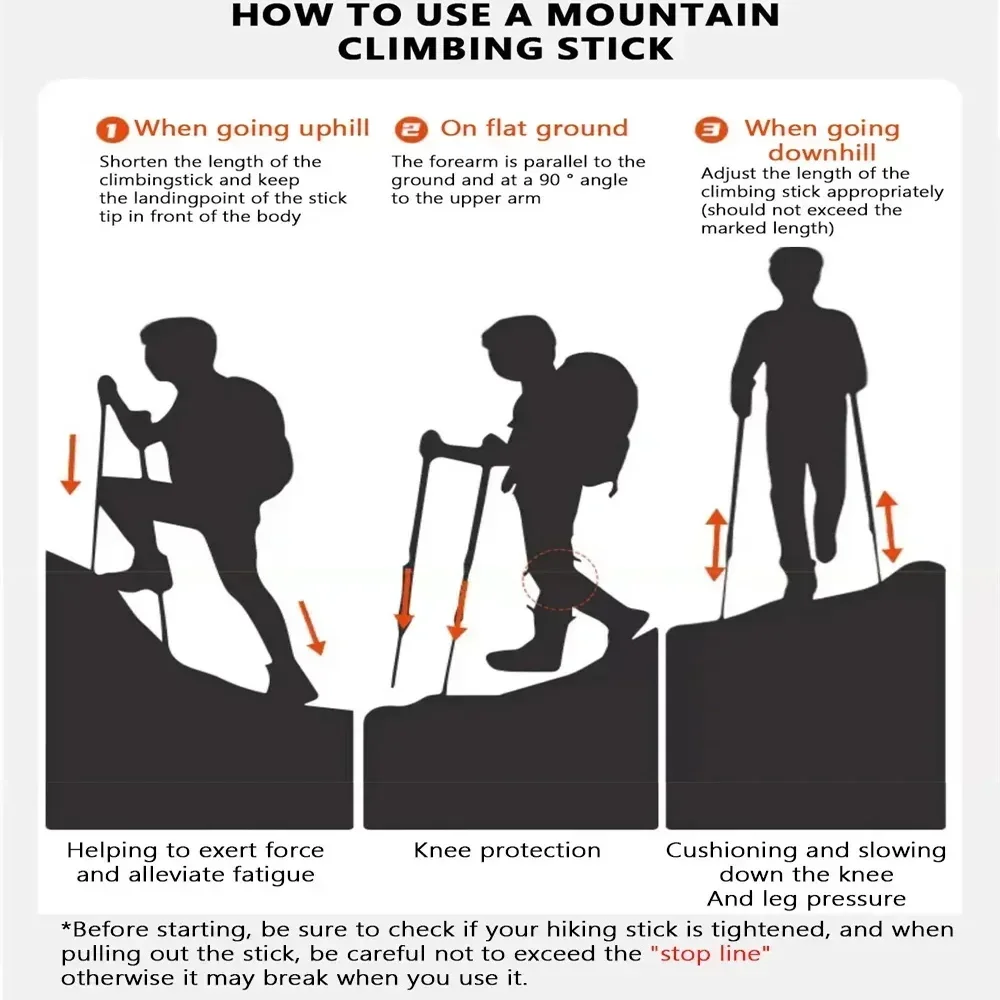Ultralight Adjustable Outdoor Telescopic Trekking Poles T-Handle Nordic Walking Sticks Non-Slip Adult Hiking Canes for Trekking 6