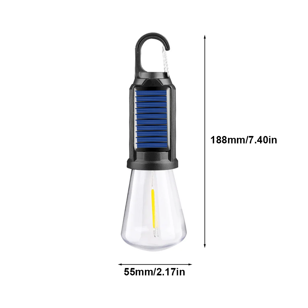 Solar Powered LED Camping Lamp USB Charging Outdoor Tent Light Waterproof Portable Handheld Lamp 4 Gears for Outdoor BBQ Camping