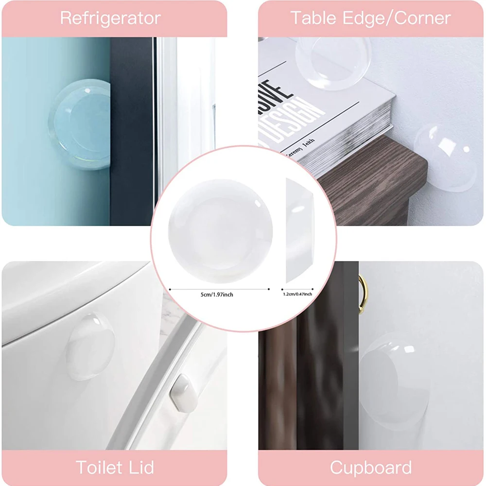 6 Pcs PU Door Wall Protector Pads Washable Self Adhesive Transparent Door Stopper