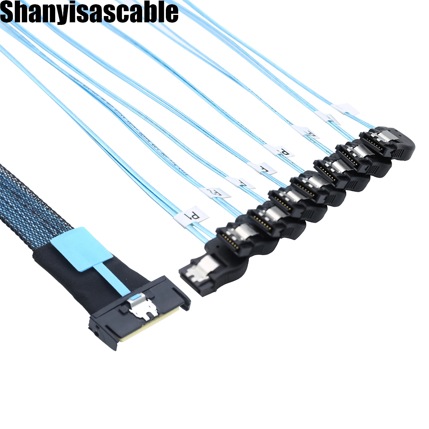 0.8M MCIO 74P 8X 8I SAS SFF-8654 8i PCI-E Ultraport Slimline 5.0 to 8X SATA 7P right angle female Cable