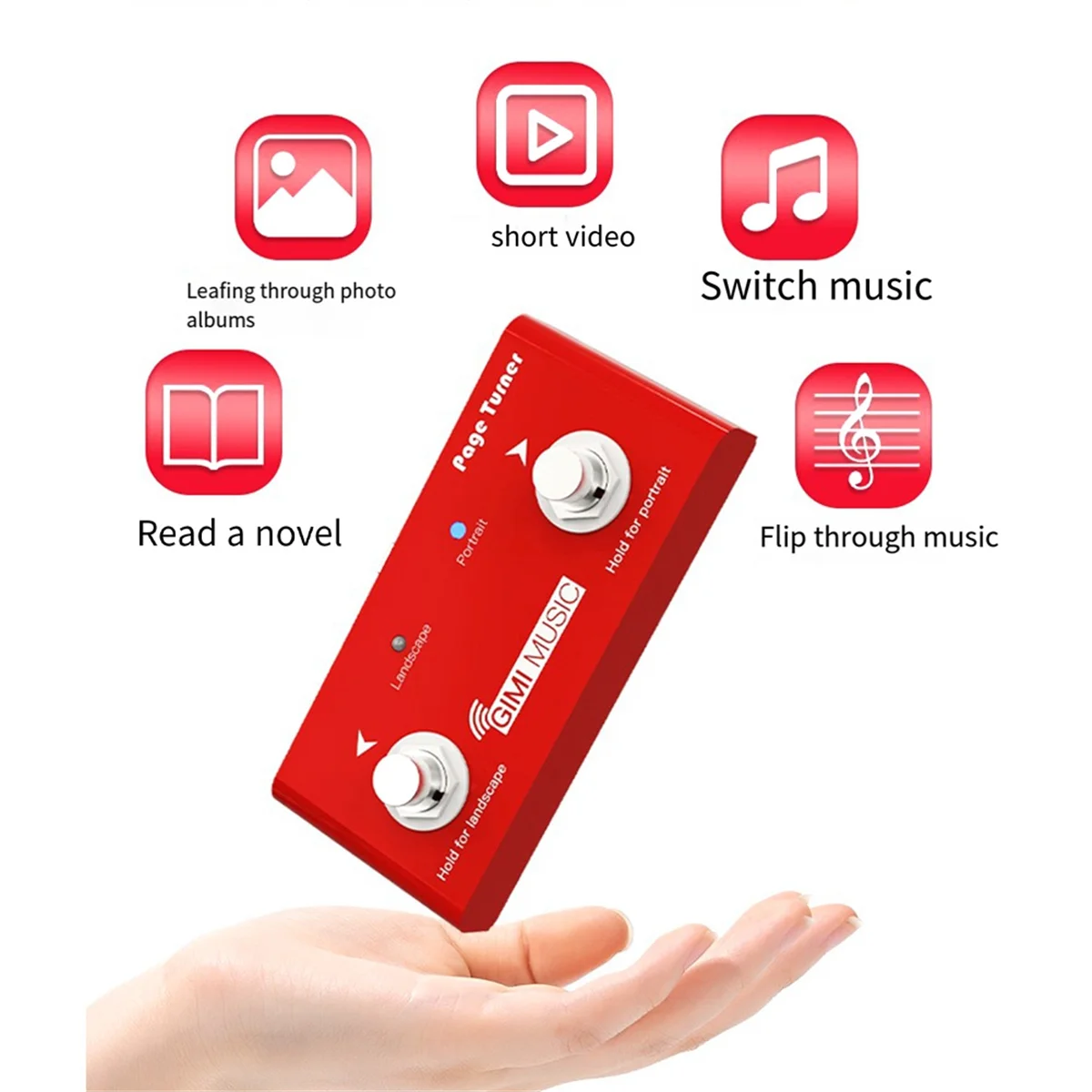 JAS-GIMI Wireless Page Turner External Bluetooth Page Turner Pedal Supports Looper Connection Compatible with Smartphone