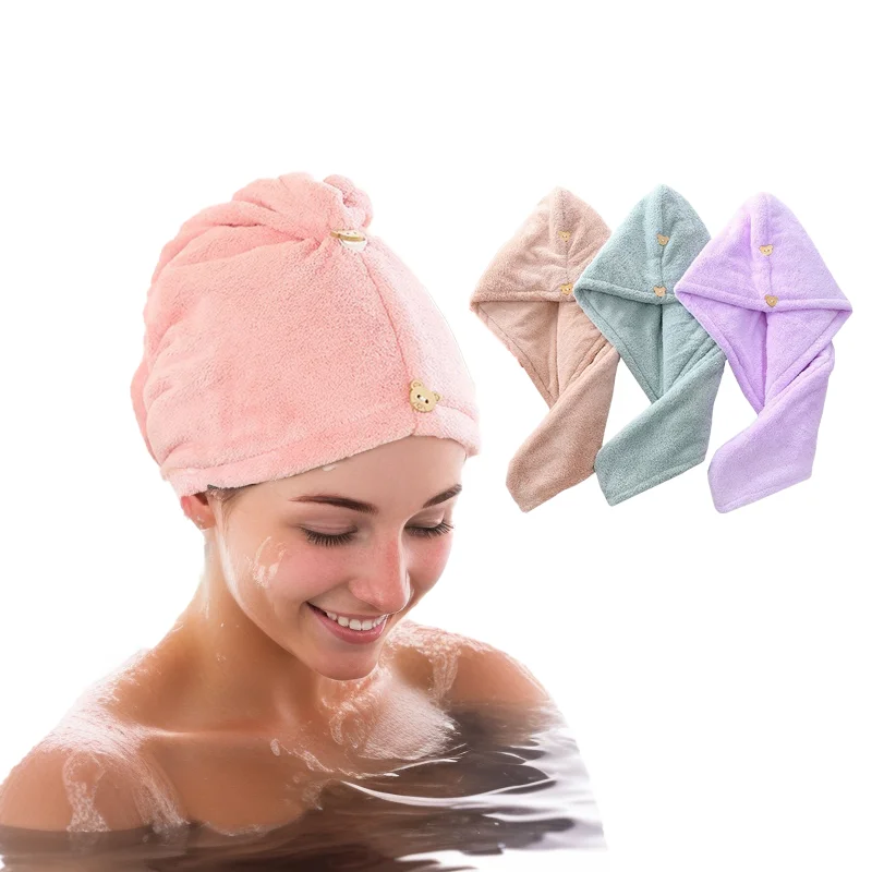 

Hair Towel Quick Drying Women’s Turban Home Use Hair Drying Cap Ultra-absorbent Microfiber Coral Fleece Head Wrap Shower Caps