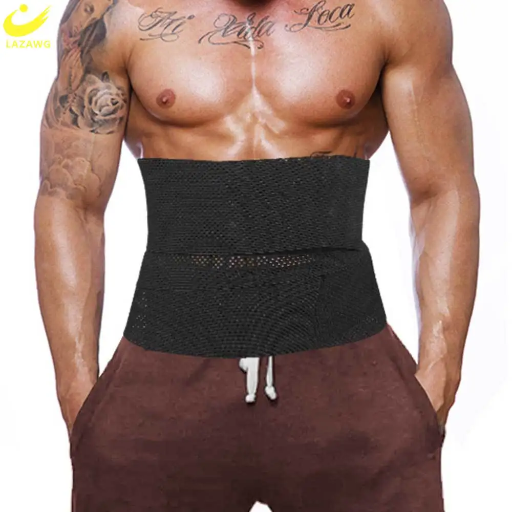 

LAZAWG Mens Waist Trainer Slimming Body Shaper Belly Girdles Tummy Belt Stomach Wraps Weight Loss Sweat Band Cincher Trimmer