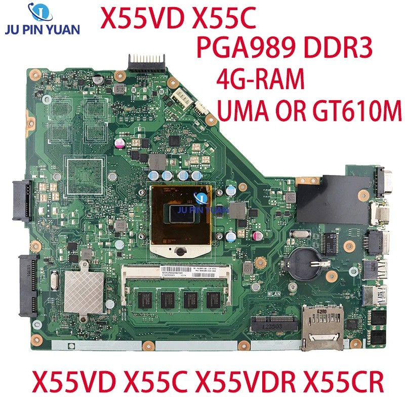 

X55V Laptop Motherboard For ASUS X55VD X55C X55VDR X55CR DDR3 4G-RAM UMA 100% Working Testd