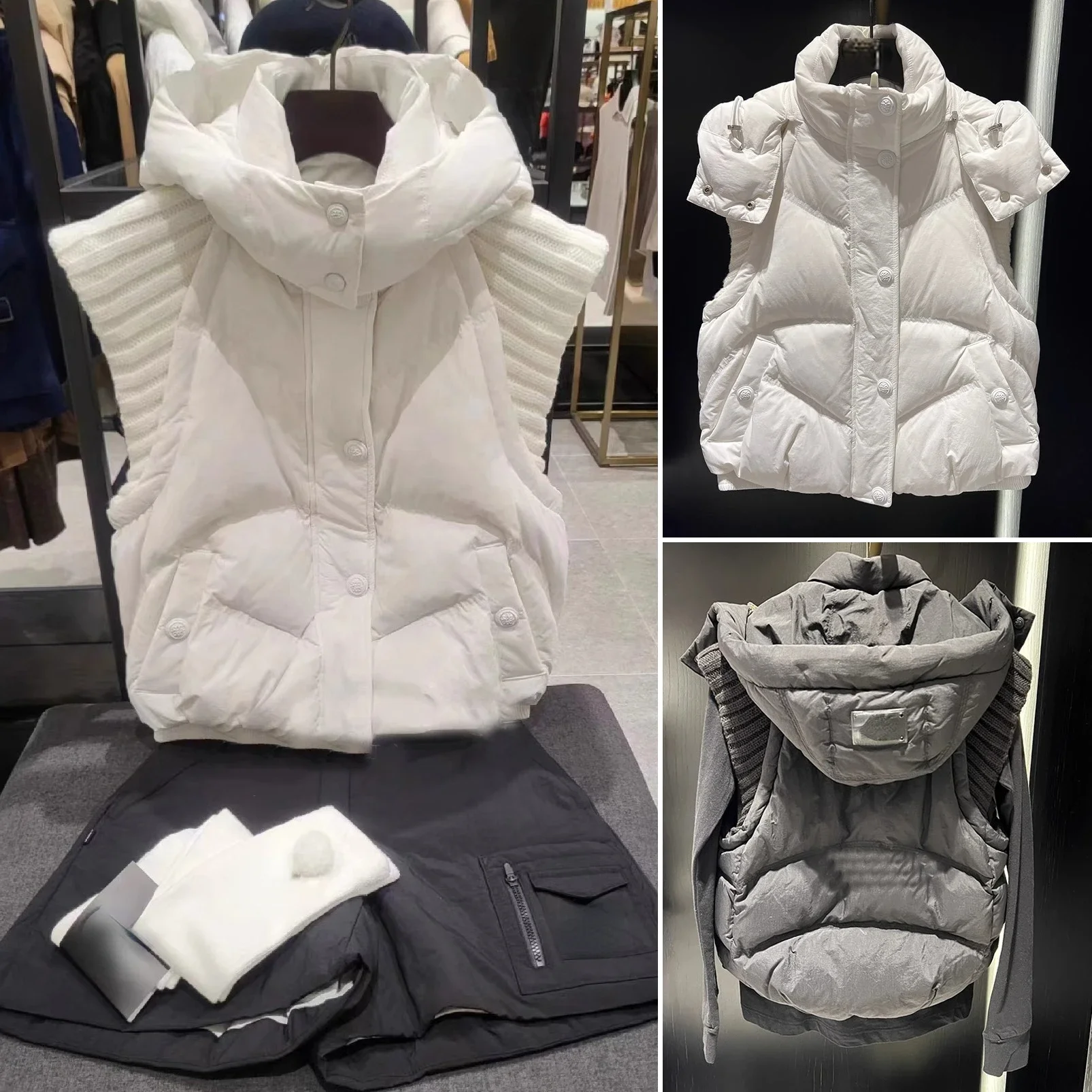 

Korean Golf Women's Hooded Windproof Down Vest Fashion Versatile Breathable Down Coat