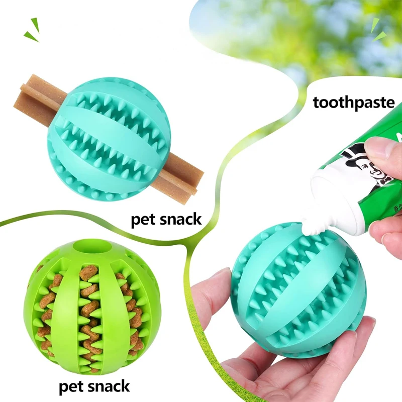 Natural Rubber Pet Dog Chew Toys Tooth Cleaning Treat Ball Interactive Elasticity Ball Puppy Teething Chew Clean Toy Balls 3